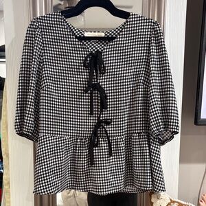 Elegant Black and White Checkered Blouse